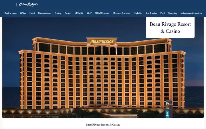 Captured contact page of Beau Rivage