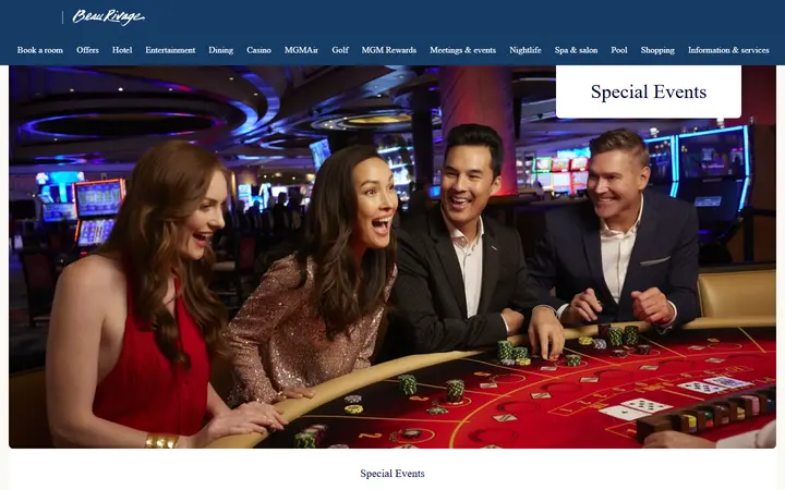 Captured entertainment page of Beau Rivage