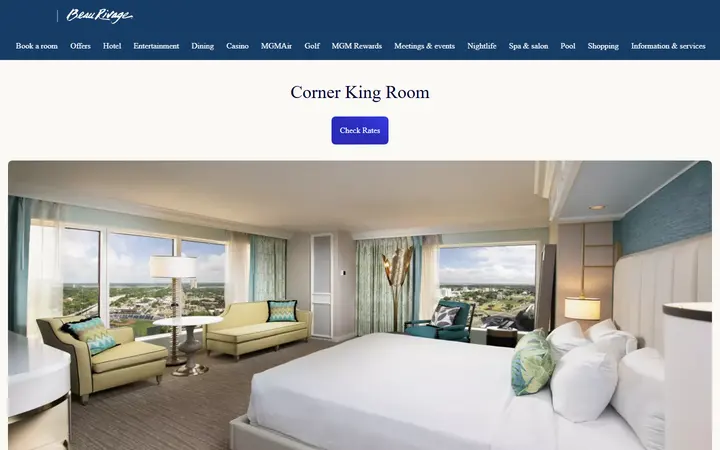 Captured rooms page of Beau Rivage