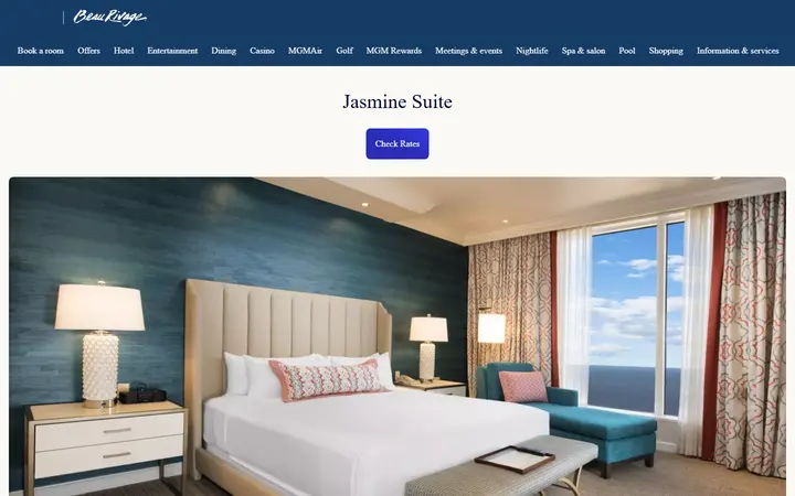 Captured rooms page of Beau Rivage