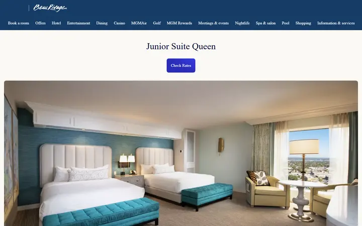 Captured rooms page of Beau Rivage
