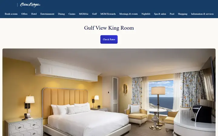 Captured rooms page of Beau Rivage