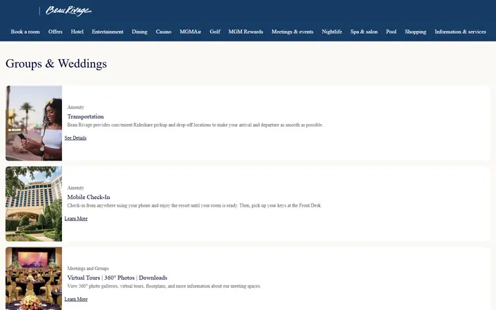 Captured gatherings page of Beau Rivage