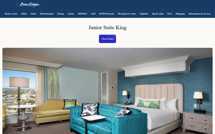 Captured rooms page of Beau Rivage