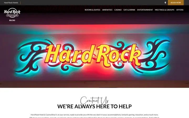 Captured casino page of Hard Rock Hotel & Casino Biloxi