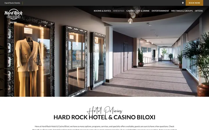 Captured casino page of Hard Rock Hotel & Casino Biloxi
