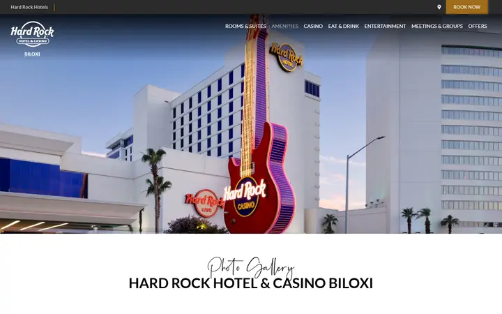 Captured casino page of Hard Rock Hotel & Casino Biloxi