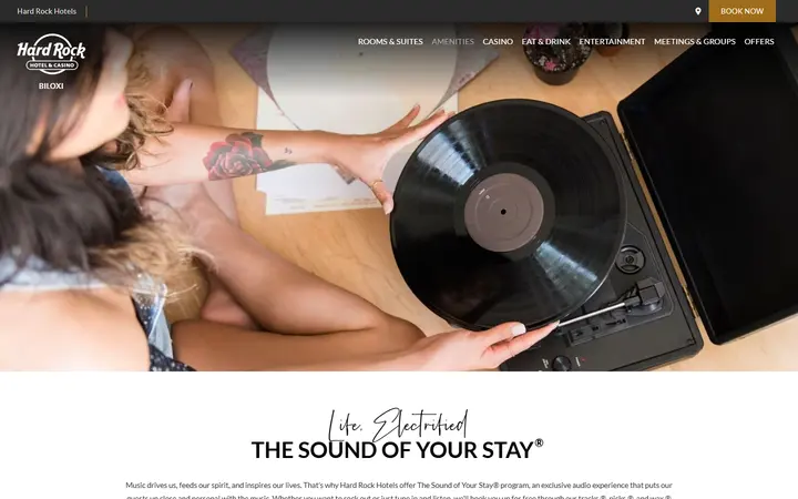 Captured rooms page of Hard Rock Hotel & Casino Biloxi