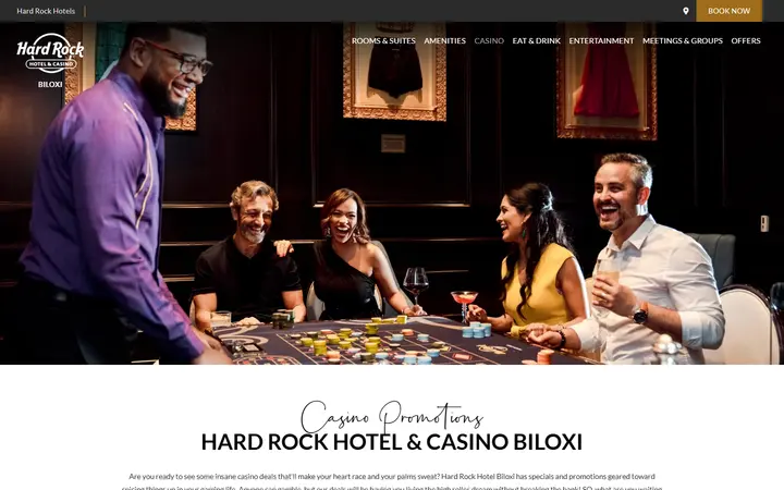 Captured casino page of Hard Rock Hotel & Casino Biloxi