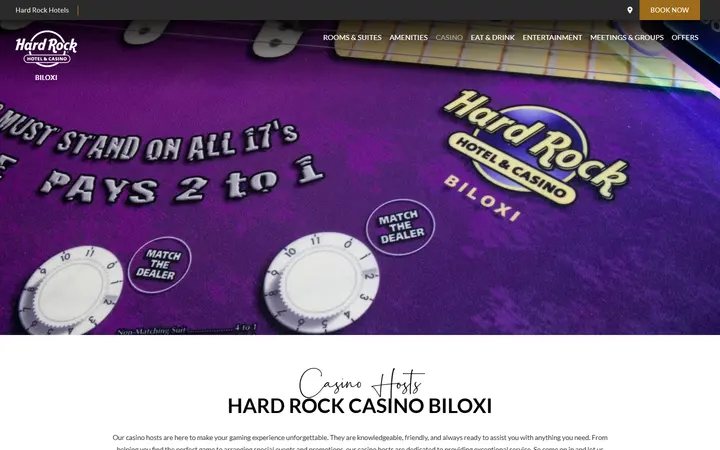 Captured casino page of Hard Rock Hotel & Casino Biloxi