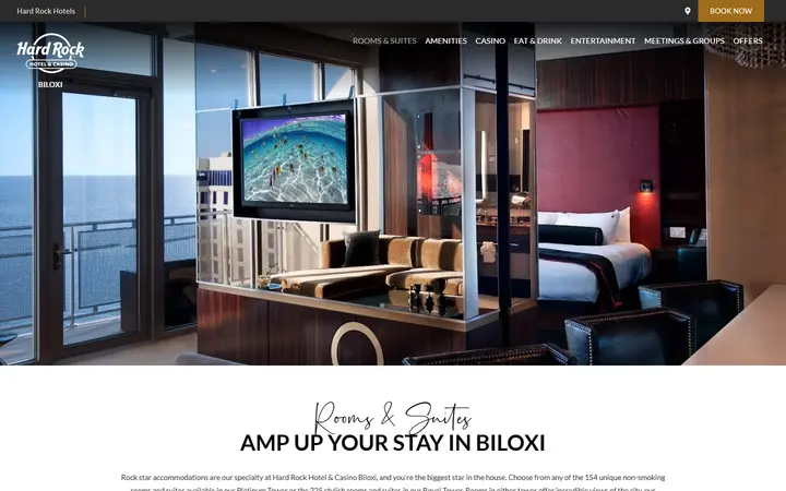 Captured rooms page of Hard Rock Hotel & Casino Biloxi