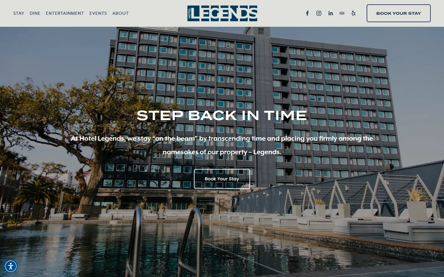 Viewport capture of Hotel Legends official website