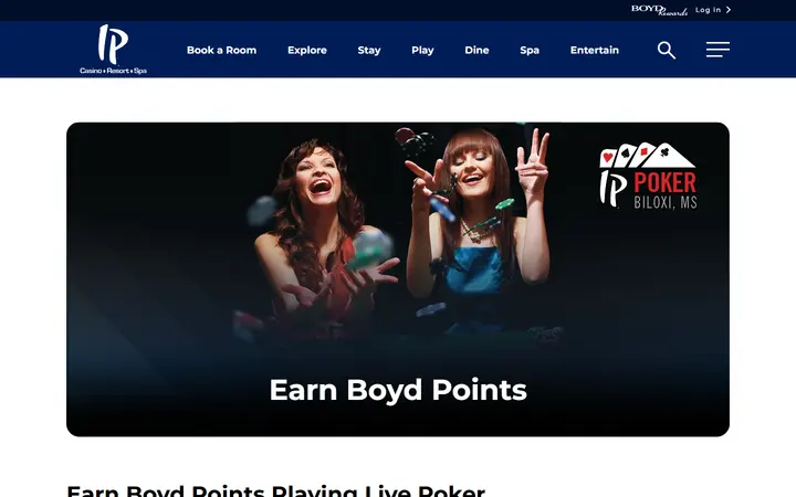 Captured rooms page of IP Casino Resort Spa