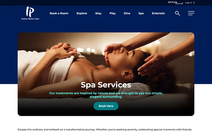 Captured casino page of IP Casino Resort Spa