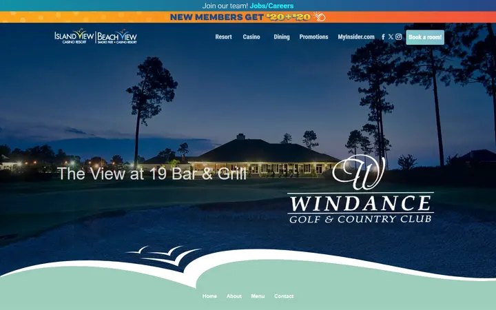 Captured dining page of Island View / Beach View Casino Resort