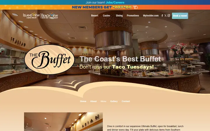 Captured dining page of Island View / Beach View Casino Resort