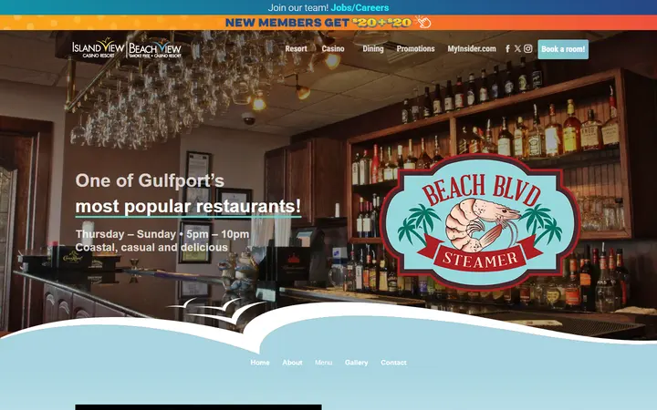 Captured dining page of Island View / Beach View Casino Resort