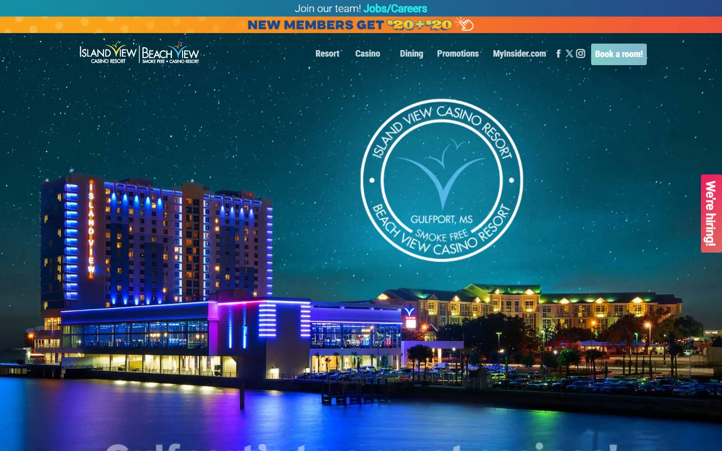 Viewport capture of Island View / Beach View Casino Resort official website