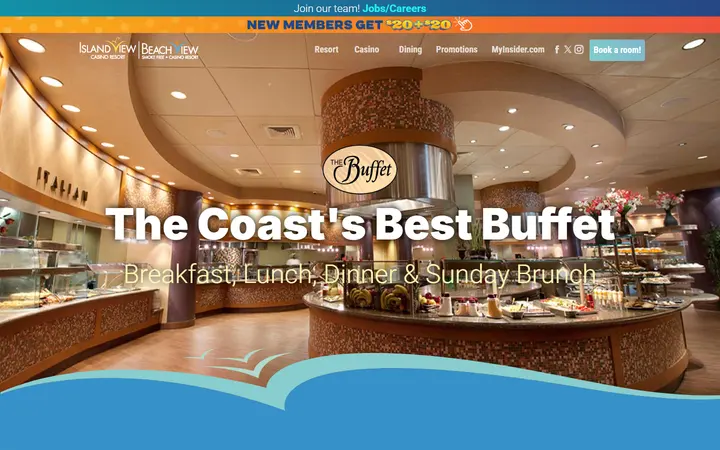 Captured dining page of Island View / Beach View Casino Resort