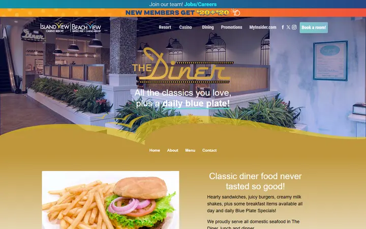 Captured dining page of Island View / Beach View Casino Resort