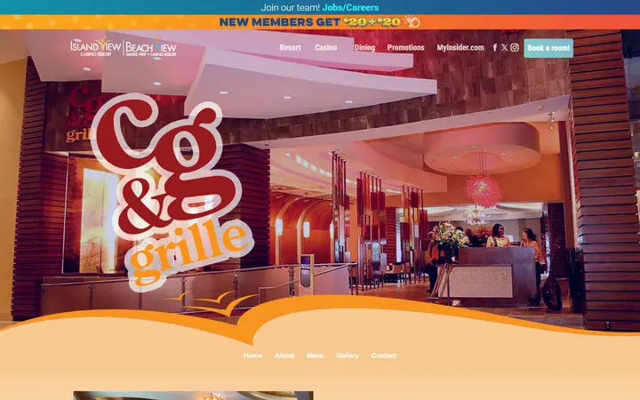 Captured dining page of Island View / Beach View Casino Resort