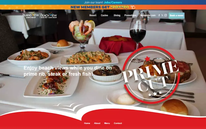 Captured dining page of Island View / Beach View Casino Resort