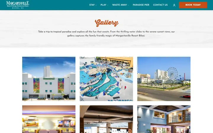 Captured rooms page of Margaritaville Resort Biloxi