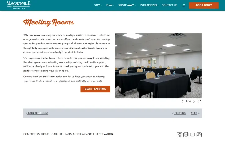 Captured rooms page of Margaritaville Resort Biloxi