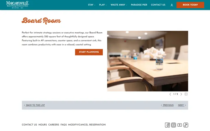 Captured rooms page of Margaritaville Resort Biloxi