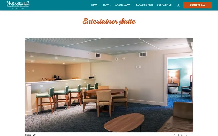 Captured rooms page of Margaritaville Resort Biloxi