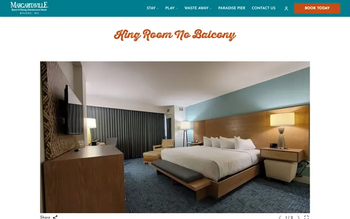 Captured rooms page of Margaritaville Resort Biloxi