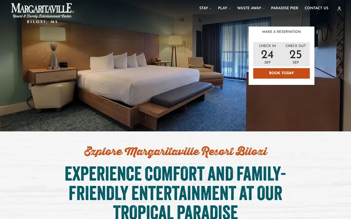 Captured rooms page of Margaritaville Resort Biloxi
