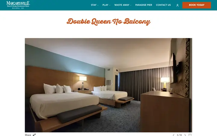 Captured rooms page of Margaritaville Resort Biloxi