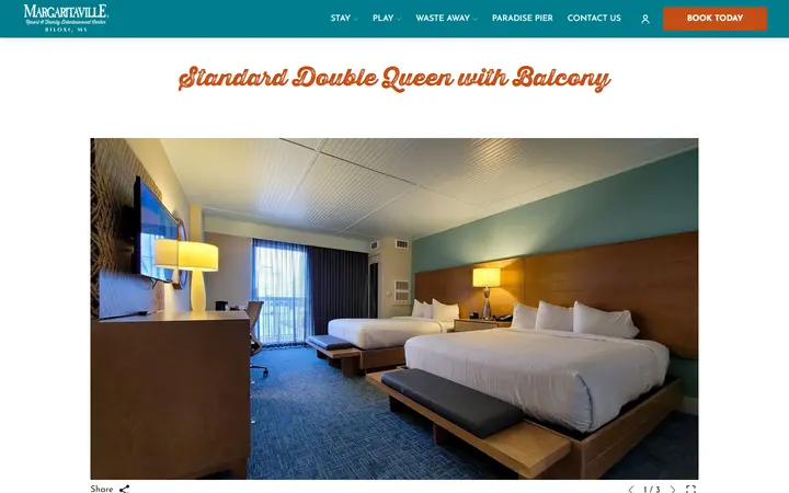 Captured rooms page of Margaritaville Resort Biloxi