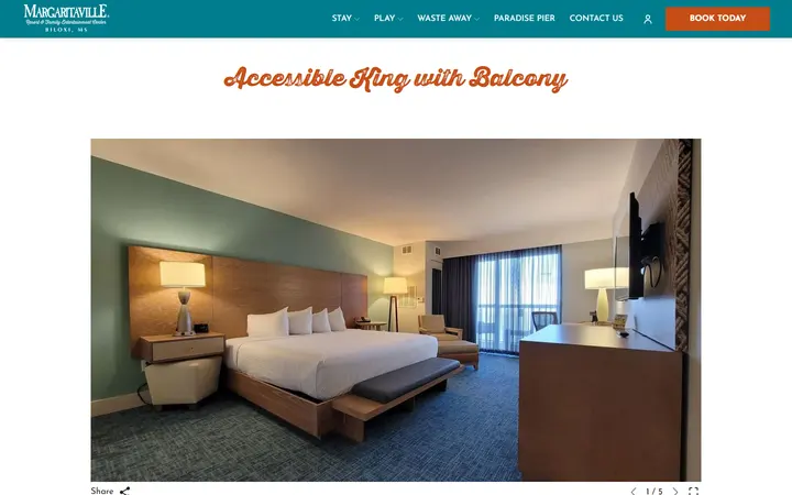 Captured rooms page of Margaritaville Resort Biloxi