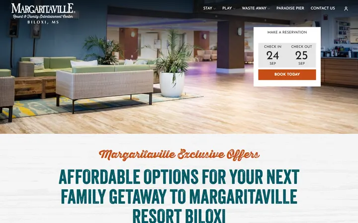 Captured rooms page of Margaritaville Resort Biloxi
