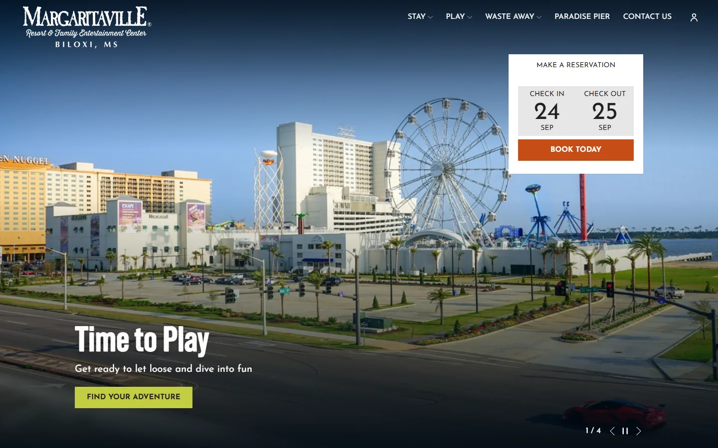 Viewport capture of Margaritaville Resort Biloxi official website