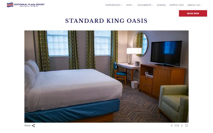 Captured rooms page of Oasis Resort at Centennial Plaza
