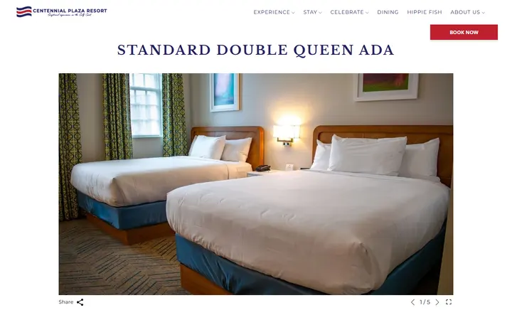 Captured rooms page of Oasis Resort at Centennial Plaza