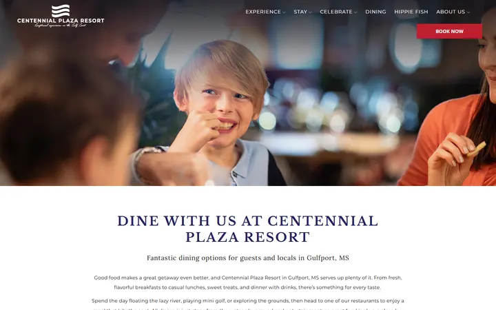 Captured dining page of Oasis Resort at Centennial Plaza
