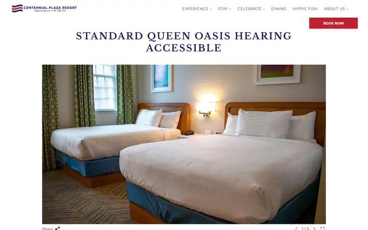 Captured rooms page of Oasis Resort at Centennial Plaza