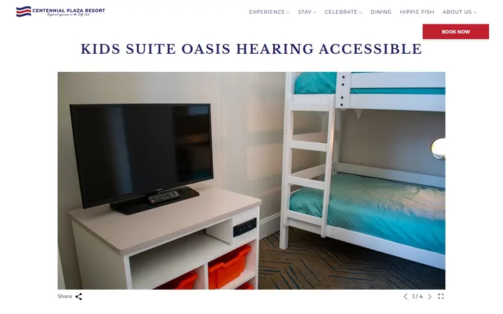 Captured rooms page of Oasis Resort at Centennial Plaza