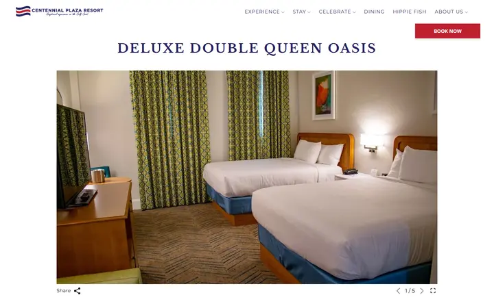 Captured rooms page of Oasis Resort at Centennial Plaza