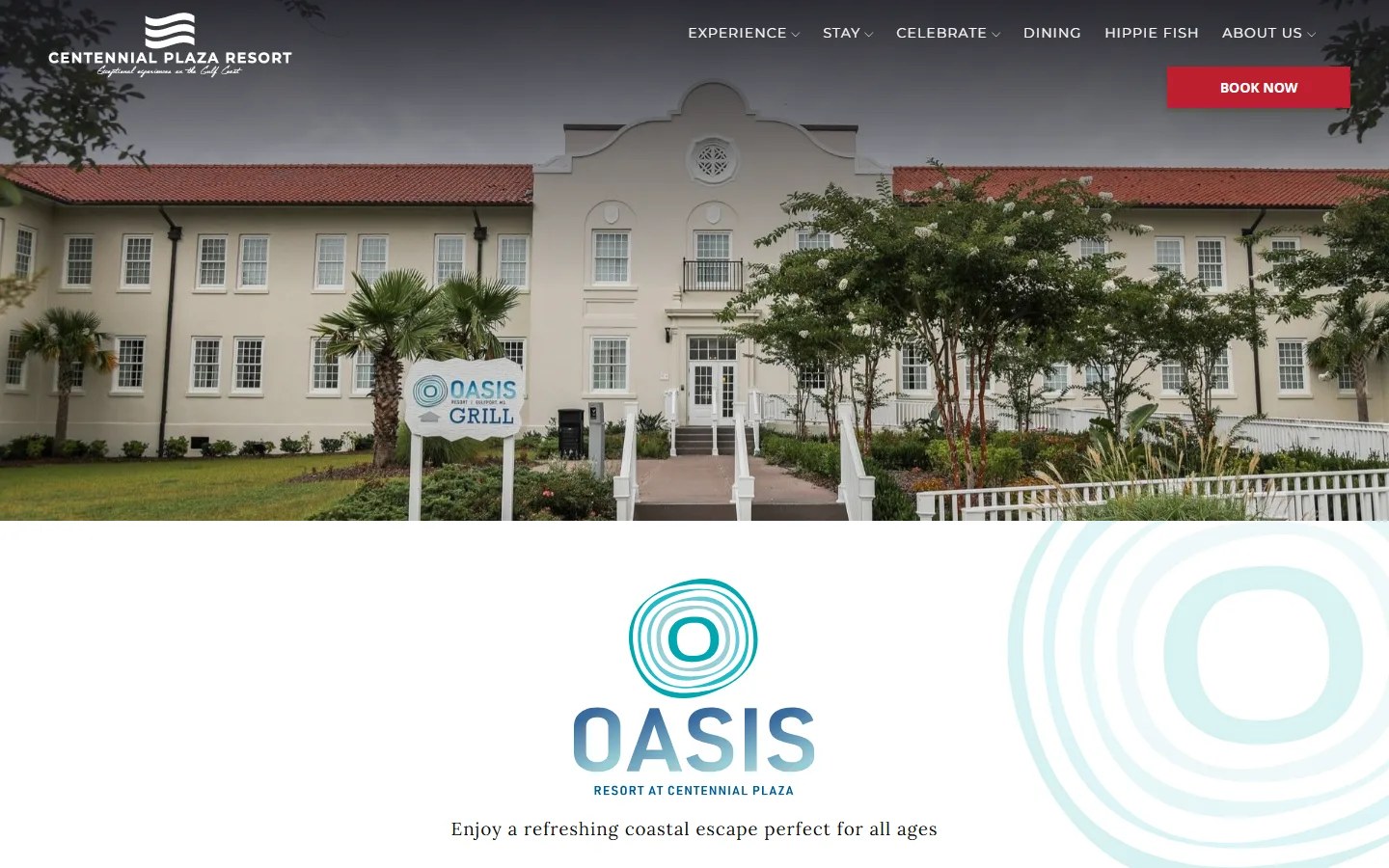 Viewport capture of Oasis Resort at Centennial Plaza official website