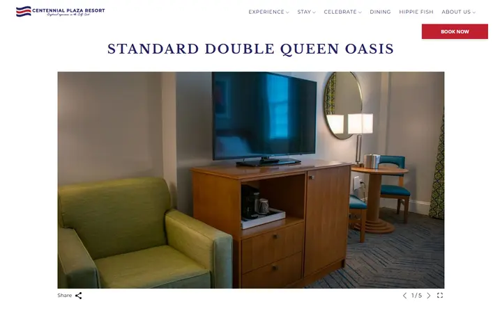 Captured rooms page of Oasis Resort at Centennial Plaza