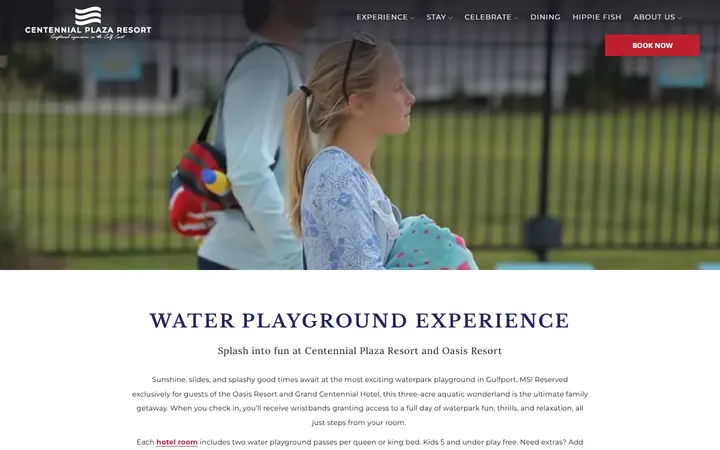 Captured wellness page of Oasis Resort at Centennial Plaza