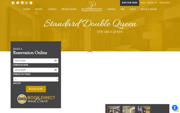 Captured rooms page of Palace Casino Resort