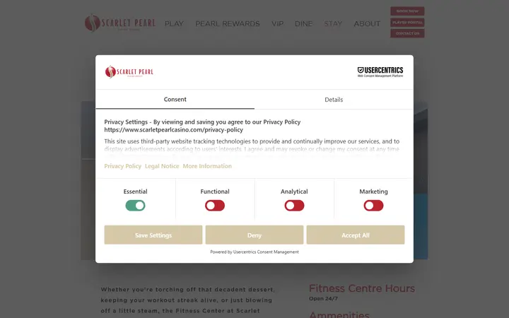 Captured rooms page of Scarlet Pearl Casino Resort
