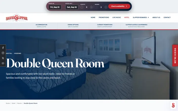 Captured rooms page of Silver Slipper Casino Hotel
