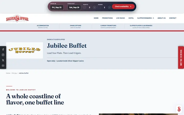 Captured dining page of Silver Slipper Casino Hotel